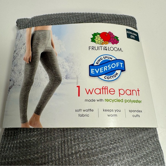 NWT. Fruit of the Loom Waffle Pant EverSoft Women's Size 3XL. Gray. - Picture 1 of 11